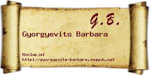 Gyorgyevits Barbara névjegykártya